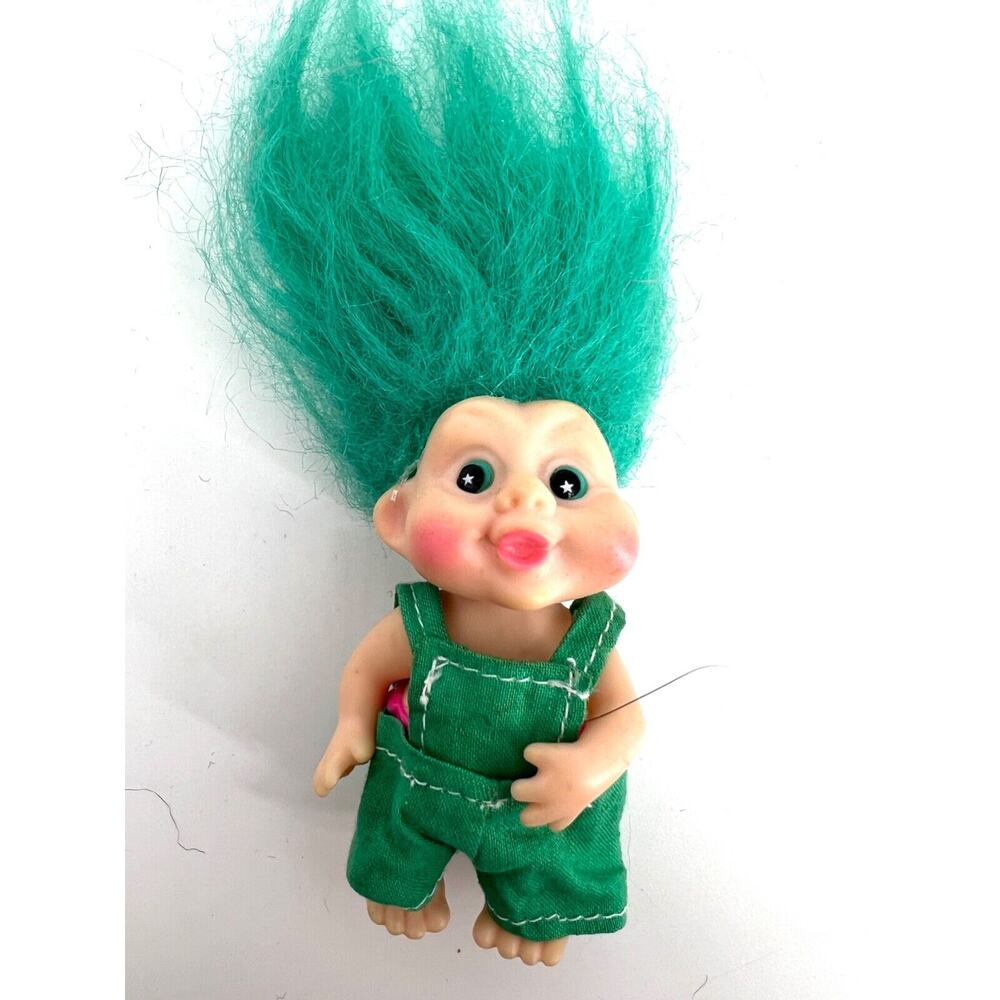 Vintage 1991 Applause Lucky Baby Troll Doll Green Hair